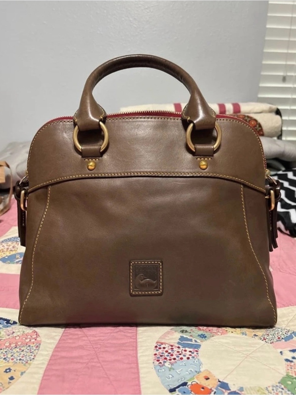 Dooney & Bourke Brown/Gray Florentine Leather Cameron Satchel